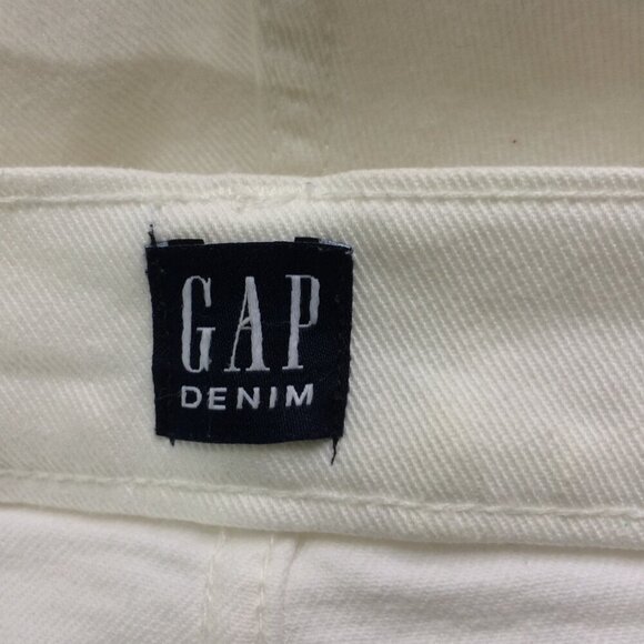 GAP Denim Jeans White Distressed Raw Hem Cuffed Girlfriend Size 28 - Picture 5 of 6